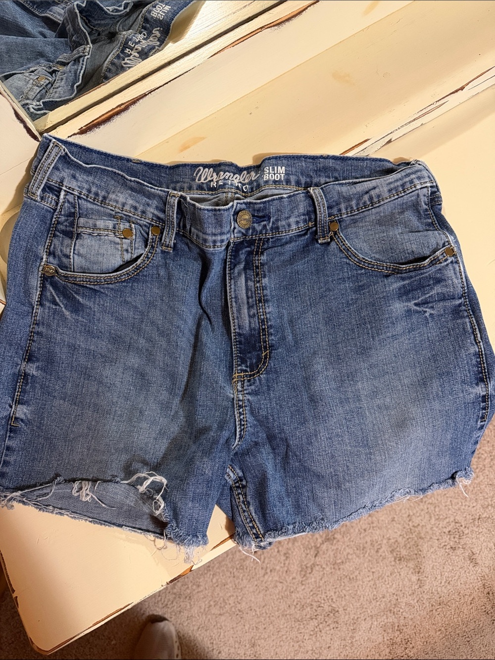 Wrangler Blue Denim Cut Off Jean Shorts